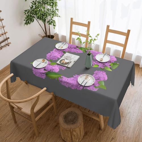 Unkhtt Framing Tischdecke, rechteckig, wasserdicht, rechteckig, 137 x 183 cm, Motiv: lila Blumen in Blüten, wiederverwendbar, für Esszimmer, Hochzeit, Party von Unkhtt