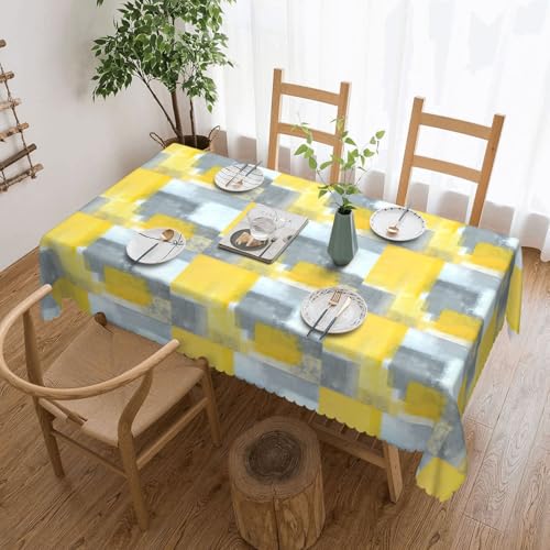 Unkhtt Graue und gelbe abstrakte Kunstmalerei, wasserdicht, rechteckig, Tischdecke, 137 x 183 cm, wiederverwendbar, Tischdecke, Esszimmer, Hochzeit, Party Unkhtt Graue und gelbe abstrakte Kunstmalerei, wasserdicht, rechteckig, Tischdecke, 137 x 183 cm, wiederverwendbar, Tischdecke, Esszimmer, Hochzeit, Party von Unkhtt