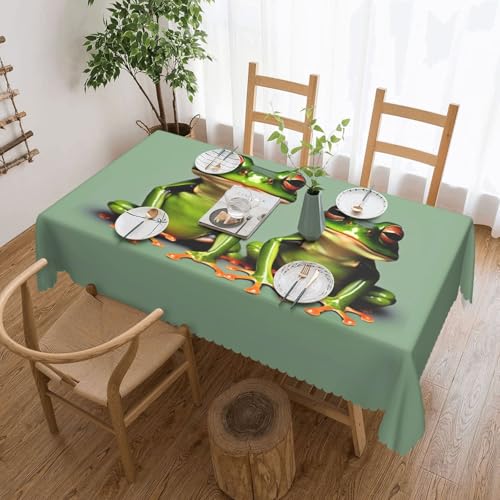 Unkhtt Lustige grüne Frösche, wasserdicht, rechteckig, 137 x 183 cm, wiederverwendbare Tischdecke, Esstisch, Hochzeit, Party von Unkhtt