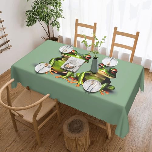 Unkhtt Lustige grüne Frösche, wasserdicht, rechteckig, 137 x 183 cm, wiederverwendbare Tischdecke, Esstisch, Hochzeit, Party von Unkhtt