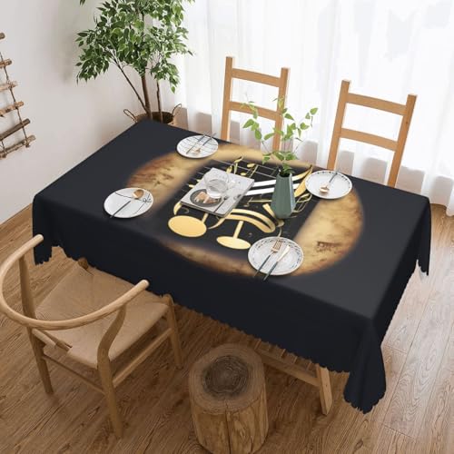 Unkhtt Music Tischdecke, wasserdicht, rechteckig, 137 x 183 cm, wiederverwendbar, für Esszimmer, Hochzeit, Party, 1 Stück von Unkhtt
