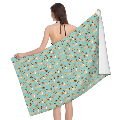 Unkhtt Pizza Party Bedrucktes übergroßes Strandtuch 132,1 x 81,3 cm Reise Pool Badezimmer leichte sanddichte Handtücher von Unkhtt