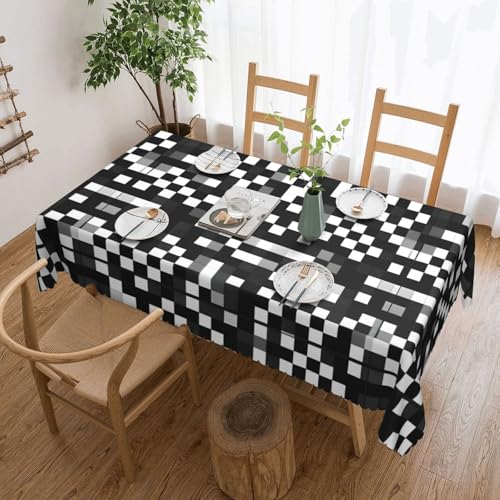 Unkhtt Schwarz-weiße Formel, kariertes Muster, wasserdicht, rechteckig, 137 x 183 cm, wiederverwendbar, Tischdecke, Esstisch, Hochzeit, Party von Unkhtt