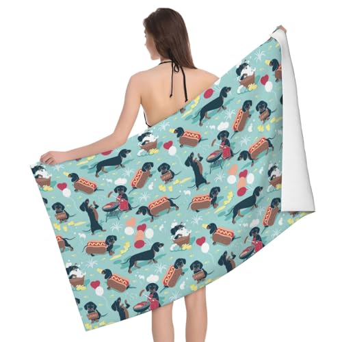 Unkhtt Strandtuch, Hot Dogs und Limonade, übergroß, 132,1 x 81,3 cm, für Reisen, Pool, Badezimmer, leicht, sanddichte Handtücher von Unkhtt