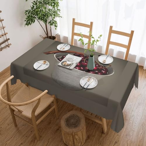 Unkhtt Tischdecke, Motiv: Eimer mit Kirschen, wasserdicht, rechteckig, 137 x 183 cm, wiederverwendbar, für Esszimmer, Hochzeit, Party Unkhtt Tischdecke, Motiv: Eimer mit Kirschen, wasserdicht, rechteckig, 137 x 183 cm, wiederverwendbar, für Esszimmer, Hochzeit, Party von Unkhtt