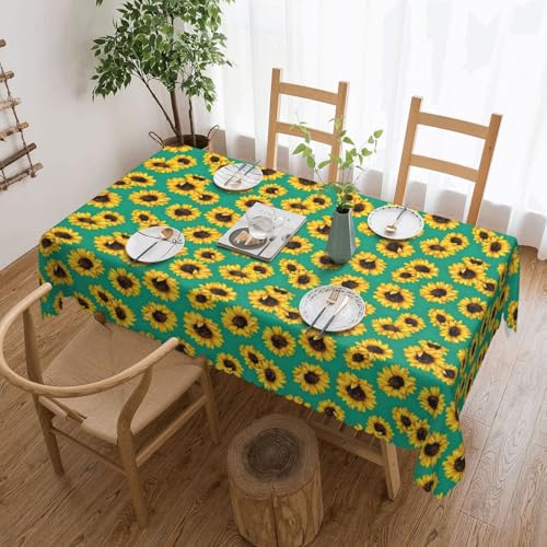 Unkhtt Tischdecke, Motiv: Frühlings-Sonnenblumen, wasserdicht, rechteckig, 137 x 183 cm, wiederverwendbar, für Esszimmer, Hochzeit, Party von Unkhtt