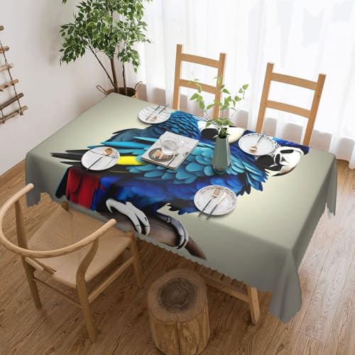 Unkhtt Tischdecke, Motiv: Papageien, wasserdicht, rechteckig, wiederverwendbar, für Esszimmer, Hochzeit, Party, 137 x 183 cm, Blau von Unkhtt