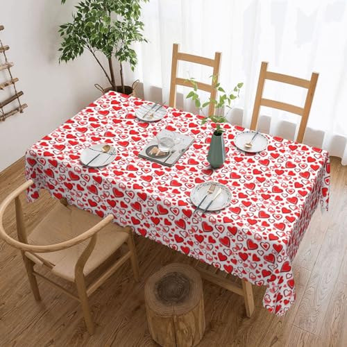Unkhtt Tischdecke, romantisch, mit rotem Herzmuster, wasserdicht, rechteckig, 137 x 183 cm, wiederverwendbar, für Esszimmer, Hochzeit, Party Unkhtt Tischdecke, romantisch, mit rotem Herzmuster, wasserdicht, rechteckig, 137 x 183 cm, wiederverwendbar, für Esszimmer, Hochzeit, Party von Unkhtt