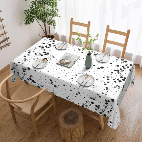 Unkhtt Tischdecke, wasserdicht, rechteckig, 137 x 183 cm, Schwarz und Weiß mit Punktemuster, wiederverwendbar, für Esszimmer, Hochzeit, Party von Unkhtt