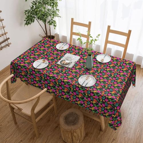 Unkhtt Tischdecke, wasserdicht, rechteckig, Hawaii-Blumendruck, wiederverwendbar, für Esszimmer, Hochzeit, Party, 137 x 183 cm von Unkhtt