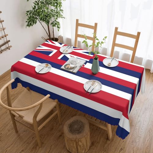 Unkhtt Tischdecke, wasserdicht, rechteckig, Hawaii-Flagge, wiederverwendbar, für Esszimmer, Hochzeit, Party, 137 x 183 cm von Unkhtt