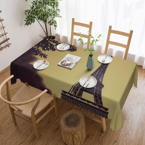 Unkhtt Tischdecke, wasserdicht, rechteckig, Motiv: Eiffelturm, Paris, 137 x 183 cm, wiederverwendbar, für Esszimmer, Hochzeit, Party von Unkhtt