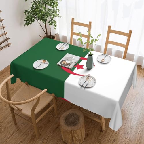 Unkhtt Tischdecke, wasserdicht, rechteckig, Motiv: Flagge von Algerien, wiederverwendbar, für Esszimmer, Hochzeit, Party, 137 x 183 cm von Unkhtt