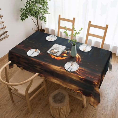 Unkhtt Tischdecke, wasserdicht, rechteckig, Motiv: Herbst-Kürbis-Druck, wiederverwendbar, für Esszimmer, Hochzeit, Party, 137 x 183 cm von Unkhtt