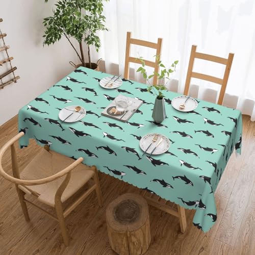Unkhtt Tischdecke, wasserdicht, rechteckig, Motiv: Pazifik-Ozean, Wal-Druck, wiederverwendbar, für Esszimmer, Hochzeit, Party, 137 x 183 cm von Unkhtt
