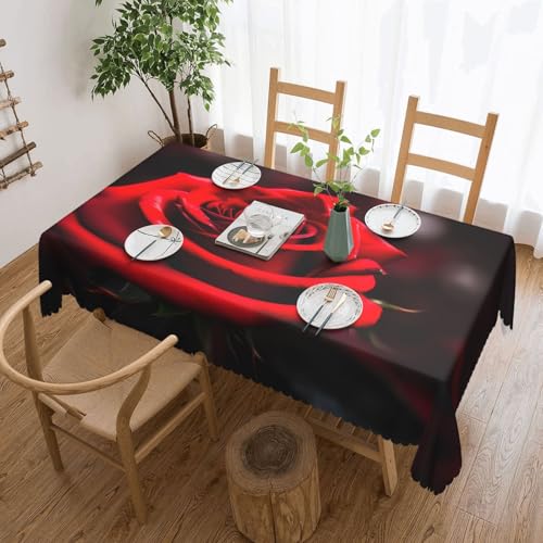Unkhtt Tischdecke, wasserdicht, rechteckig, Motiv: Rote Rosen, wiederverwendbar, für Esszimmer, Hochzeit, Party, 137 x 183 cm von Unkhtt