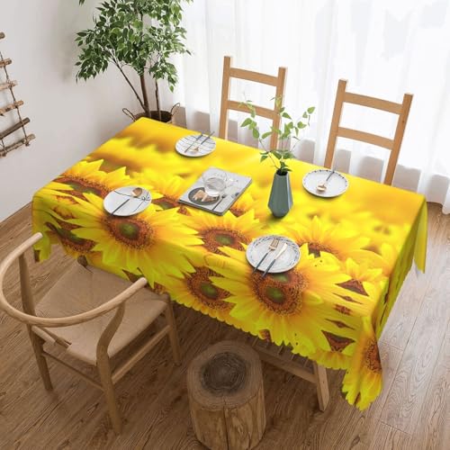Unkhtt Tischdecke, wasserdicht, rechteckig, Motiv: gelbe Sonnenblumen, wiederverwendbar, für Esszimmer, Hochzeit, Party, 137 x 183 cm von Unkhtt