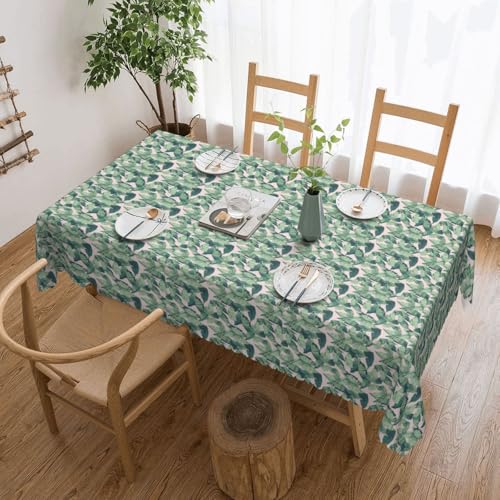 Unkhtt Tischdecke, wasserdicht, rechteckig, Motiv: grüne Palmenblätter, 137 x 183 cm, wiederverwendbar, für Esszimmer, Hochzeit, Party von Unkhtt