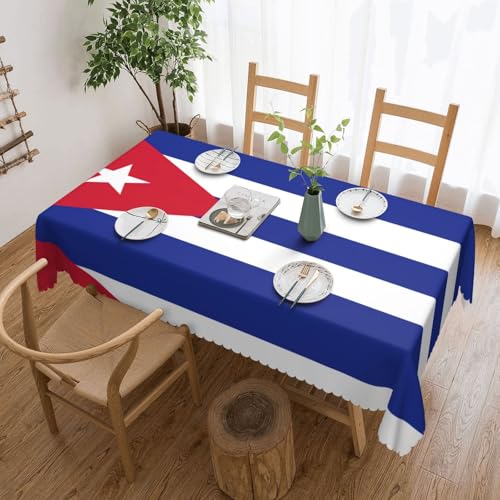 Unkhtt Tischdecke, wasserdicht, rechteckig, Motiv: kubanische Flagge, wiederverwendbar, für Esszimmer, Hochzeit, Party, 137 x 183 cm von Unkhtt