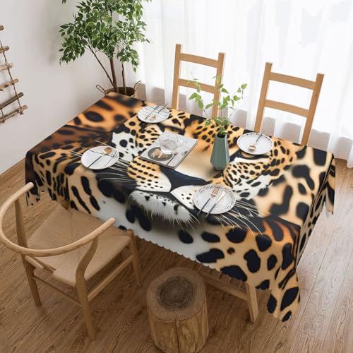 Unkhtt Tischdecke, wasserdicht, rechteckig, Tier-Leopardenmuster, wiederverwendbar, für Esszimmer, Hochzeit, Party, 137 x 183 cm von Unkhtt