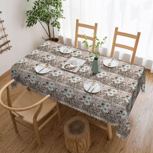 Unkhtt Tischdecke, wasserdicht, rechteckig, mit Gänseblümchen-Aufdruck, wiederverwendbar, für Esszimmer, Hochzeit, Party, 137 x 183 cm von Unkhtt