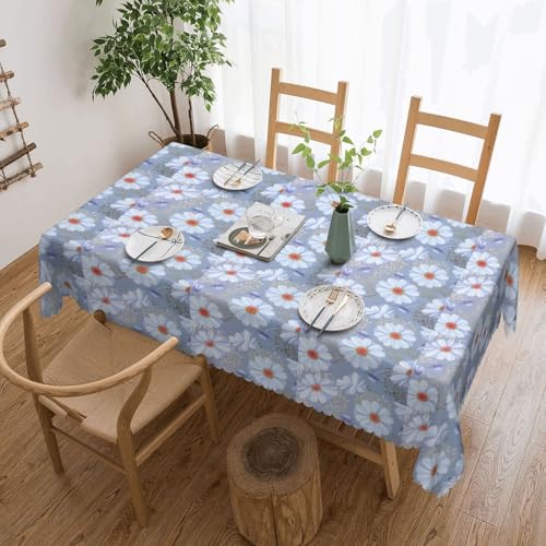 Unkhtt Tischdecke, wasserdicht, rechteckig, mit Gänseblümchen-Motiv, wiederverwendbar, für Esszimmer, Hochzeit, Party, 137 x 183 cm von Unkhtt