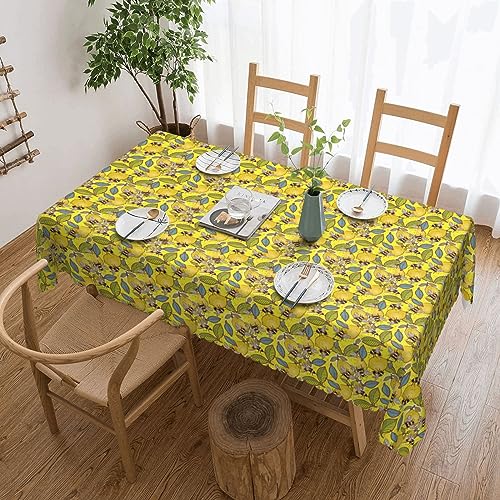 Unkhtt Tischdecke, wasserdicht, rechteckig, mit Zitronen- und Bienendruck, wiederverwendbar, für Esszimmer, Hochzeit, Party, 137 x 183 cm, Gelb von Unkhtt