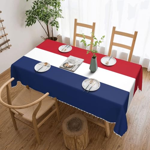 Unkhtt Tischdecke, wasserdicht, rechteckig, mit niederländischer Flagge, wiederverwendbar, für Esszimmer, Hochzeit, Party, 137 x 183 cm von Unkhtt