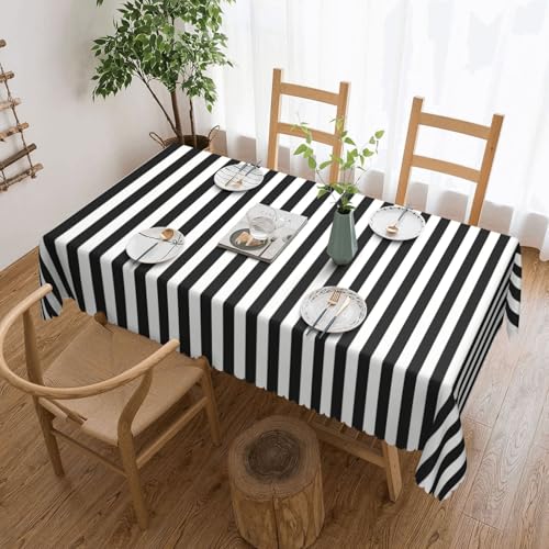 Unkhtt Tischdecke mit schwarz-weißen Streifen, wasserdicht, rechteckig, 137 x 183 cm, wiederverwendbar, für Esszimmer, Hochzeit, Party Unkhtt Tischdecke mit schwarz-weißen Streifen, wasserdicht, rechteckig, 137 x 183 cm, wiederverwendbar, für Esszimmer, Hochzeit, Party von Unkhtt
