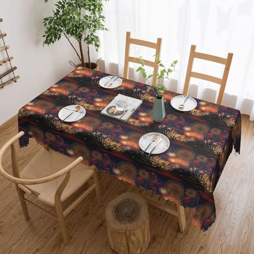 Unkhtt Wasserdichte rechteckige Tischdecke mit Feuerwerks-Aufdruck, 137 x 183 cm, wiederverwendbar, für Esszimmer, Hochzeit, Party Unkhtt Wasserdichte rechteckige Tischdecke mit Feuerwerks-Aufdruck, 137 x 183 cm, wiederverwendbar, für Esszimmer, Hochzeit, Party von Unkhtt