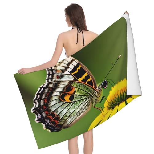 Unkhtt Wunderschöner leuchtender Schmetterling 1 Druck übergroßes Strandtuch 132,1 x 81,3 cm Reise Pool Badezimmer leichte sanddichte Handtücher von Unkhtt