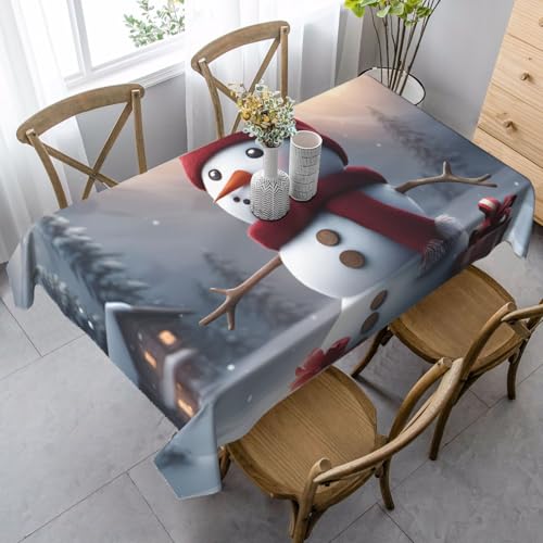Wasserdichte Tischdecke, Motiv: Frohe Weihnachten, niedlicher Schneemann, wiederverwendbar, für Esszimmer, Party, Hochzeit, Innen- und Außenbereich Wasserdichte Tischdecke, Motiv: Frohe Weihnachten, niedlicher Schneemann, wiederverwendbar, für Esszimmer, Party, Hochzeit, Innen- und Außenbereich von Unkhtt