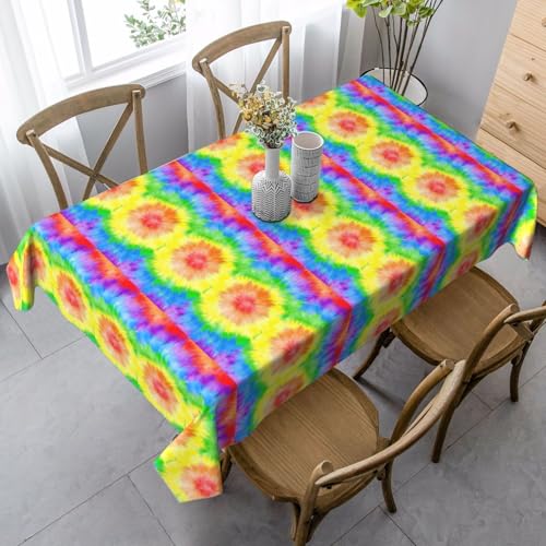 Wasserdichte Tischdecke mit Batikdruck, wiederverwendbar, für Esszimmer, Party, Hochzeit, Innen- und Außenbereich Wasserdichte Tischdecke mit Batikdruck, wiederverwendbar, für Esszimmer, Party, Hochzeit, Innen- und Außenbereich von Unkhtt