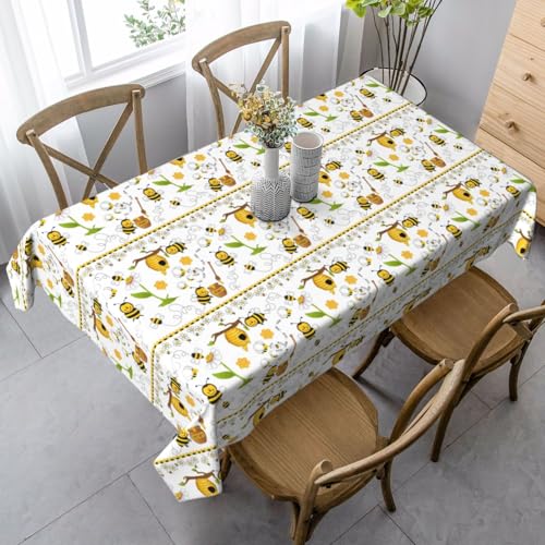Wasserdichte Tischdecke mit Bienen-Motiv, wiederverwendbar, für Esszimmer, Party, Hochzeit, Innen- und Außenbereich Wasserdichte Tischdecke mit Bienen-Motiv, wiederverwendbar, für Esszimmer, Party, Hochzeit, Innen- und Außenbereich von Unkhtt