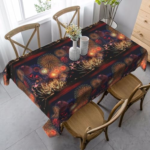 Wasserdichte Tischdecke mit Feuerwerks-Aufdruck, wiederverwendbar, für Esszimmer, Party, Hochzeit, Innen- und Außenbereich Wasserdichte Tischdecke mit Feuerwerks-Aufdruck, wiederverwendbar, für Esszimmer, Party, Hochzeit, Innen- und Außenbereich von Unkhtt