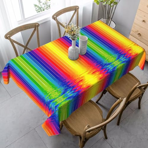 Wasserdichte Tischdecke mit Regenbogenstreifen, wiederverwendbar, für Esszimmer, Party, Hochzeit, Innen- und Außenbereich Wasserdichte Tischdecke mit Regenbogenstreifen, wiederverwendbar, für Esszimmer, Party, Hochzeit, Innen- und Außenbereich von Unkhtt