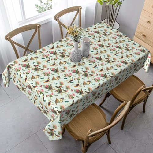 Wasserdichte Tischdecke mit Vogelmuster, wiederverwendbar, für Esszimmer, Party, Hochzeit, Innen- und Außenbereich Wasserdichte Tischdecke mit Vogelmuster, wiederverwendbar, für Esszimmer, Party, Hochzeit, Innen- und Außenbereich von Unkhtt