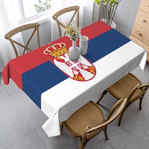 Wasserdichte Tischdecke mit serbischer Flagge, wiederverwendbar, für Esszimmer, Party, Hochzeit, Innen- und Außenbereich Wasserdichte Tischdecke mit serbischer Flagge, wiederverwendbar, für Esszimmer, Party, Hochzeit, Innen- und Außenbereich von Unkhtt