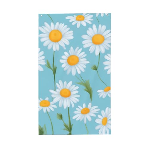 Weiße Gänseblümchen auf hellblauem Hintergrund, für den Außenbereich, dekorative Flagge, für den Innenbereich, Hof, Jahreszeiten, Urlaubsdekorationen Weiße Gänseblümchen auf hellblauem Hintergrund, für den Außenbereich, dekorative Flagge, für den Innenbereich, Hof, Jahreszeiten, Urlaubsdekorationen von Unkhtt