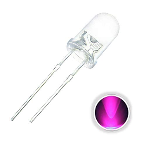Tuoservo 100 Stück 5 mm Wasserklare transparente Linse Licht rund rosa LED Diode 20mA 3V von Unknow