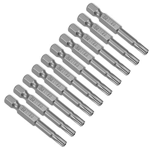 10 Stück 1/4 Zoll Hex Shank 50 mm Länge magnetisch Torx Sicherheitskopf T25 Schraubendreher Bits S2 Stahllegierung von Unknown