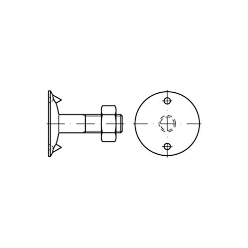 200x DIN 15237 Tellerschraube M6x20 Stahl 3.6 blank m. Tellerscheibe u. Mutter von Unknown