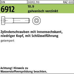 DIN 6912 Zylinderkopf-Schaftschraube niedrige Form M8x25 Stahl 10.9 galvanisch verzinkt Innensechskant 200 Stk von Unknown