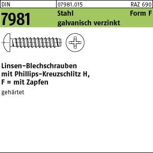 DIN 7981 Linsen-Blechschrauben Stahl 2,9 x 6,5 -F-H galvanisch verzinkt passiviert gal Zn K von Unknown