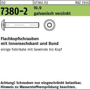 ISO 7380-2 Flachkopf-Flanschschraube VG M10x20 Stahl 10.9 galvanisch verzinkt Innensechskant 200 Stk von Unknown
