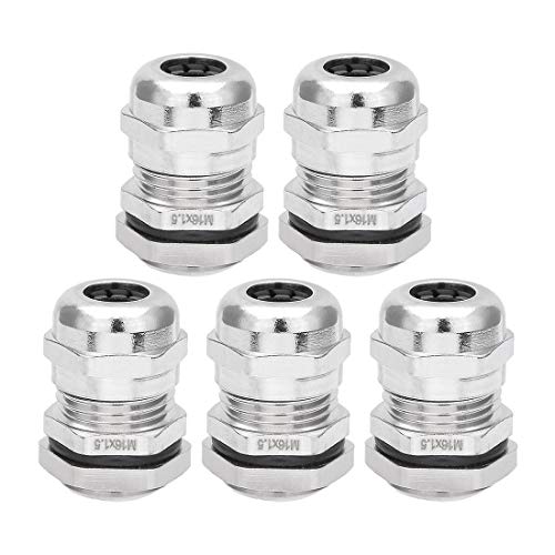 Kabelverschraubung M16 wasserdicht Metall Dichtungen Verstellbarer Anschluss für Drahtsortiment von 4-8 mm Durchmesser, 5 Stück von Unknown