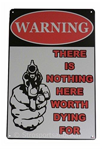 Lustiges Blechschild mit Aufschrift "Warning No Trespassing", für Bar, Pub, Garage, Zuhause, Kunst, Wanddekoration, Poster von Unknown