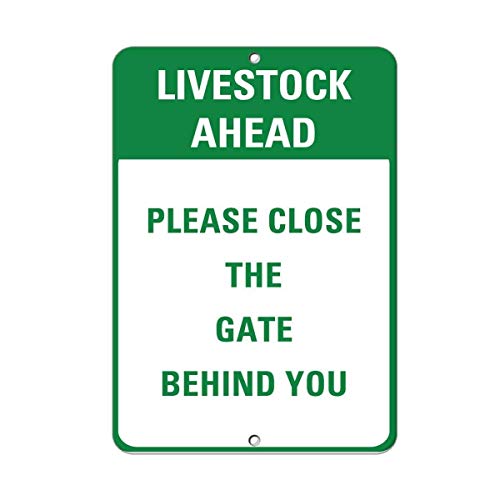 Metall-Blechschild mit Aufschrift "Not Applicable Livestock Ahead Please Close The Gate Behind You", 20,3 x 30,5 cm Metall-Blechschild mit Aufschrift "Not Applicable Livestock Ahead Please Close The Gate Behind You", 20,3 x 30,5 cm von Unknown
