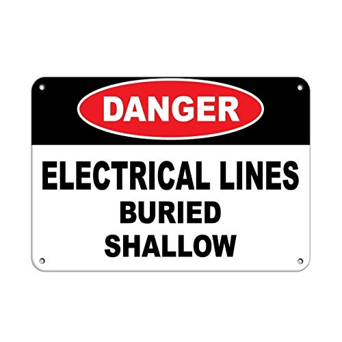 Not Applicable Danger Electrical Lines Buried Flache Gefahrenetiketten, Männerhöhle, dekorativ, 20,3 x 30,5 cm, Metall-Blechschild, Dekoration, Eisenmalerei von Unknown