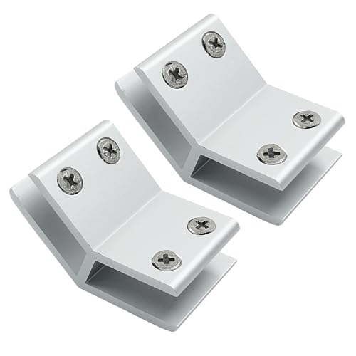 Unlorspy 2 Stück verstellbare doppelseitige Glasklemme, 135 Grad, Aluminiumlegierung, Glasklammern, Klemmhalter, Glasregal, Halterung für 10–12 mm dickes Glas (135 Grad) von Unlorspy